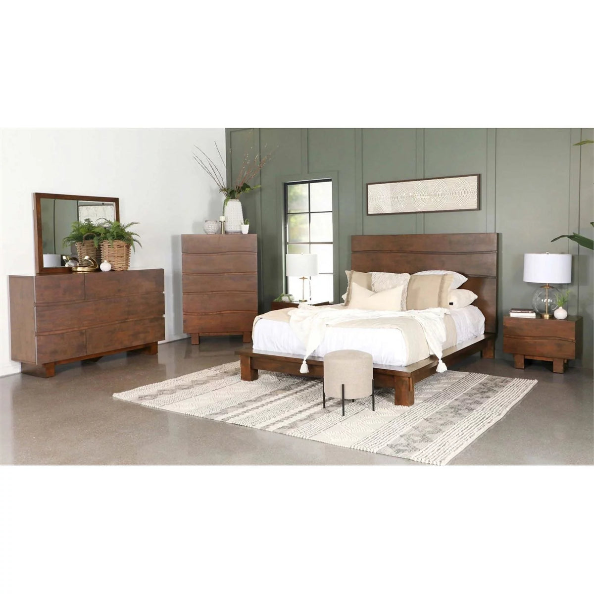 6 Drawer Modern Wood Rectangular Dresser in Dark Brown A12187
