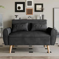 47" Linen Fabric Tufted Loveseat Sofa with Wood Legs S858