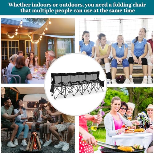Portable 6 Seater Folding Sports Bench with Mesh Seat and Back D107
