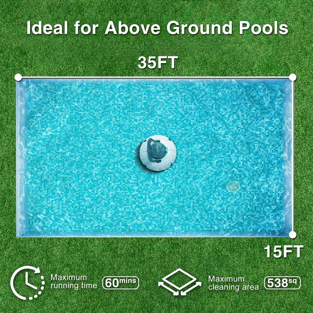 Cordless Robotic Pool Cleaner with Dual Suction Ports Y9141