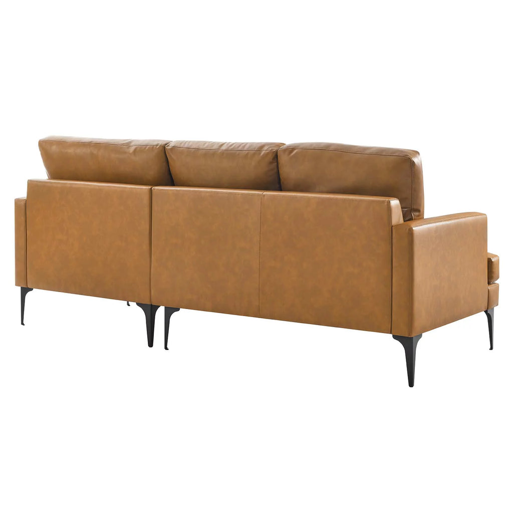 Tan Vegan Leather Right-Facing Sectional Sofa P42168