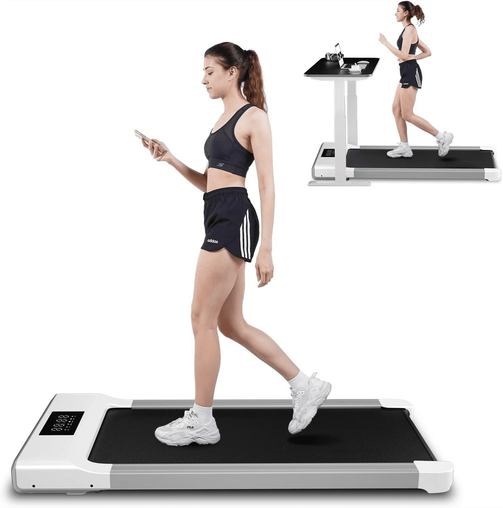 Walking Pad Treadmill 2 in 1 with Remote Control LED Display White I47876