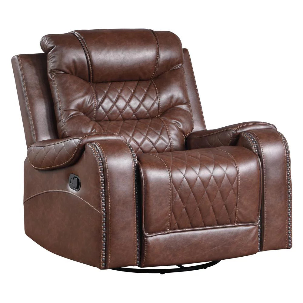 Brown Microfiber Swivel Glider Recliner R77515