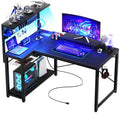 43 Inch L Shaped Computer Desk with Power Outlets U75320