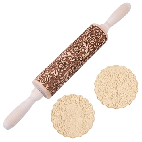 Embossed Wooden Rolling Pin 35cm X175061