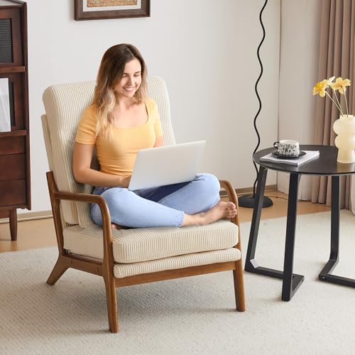 White Teddy Fleece Upholstered Accent Chair with Pillow H723