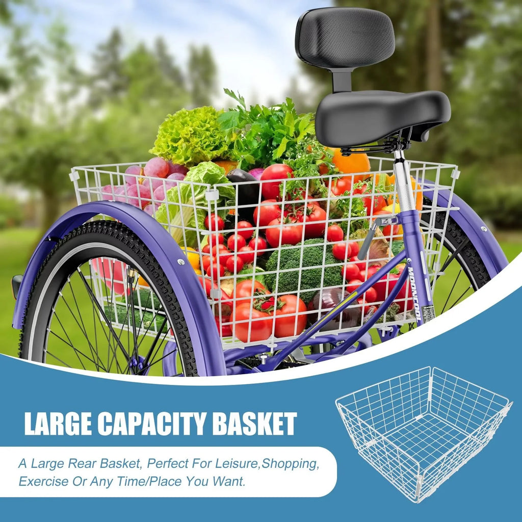 7 Speed Adult Tricycle with Basket & Dual Braking System V329049