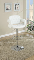 White Tufted Leather Swivel Barstool U771