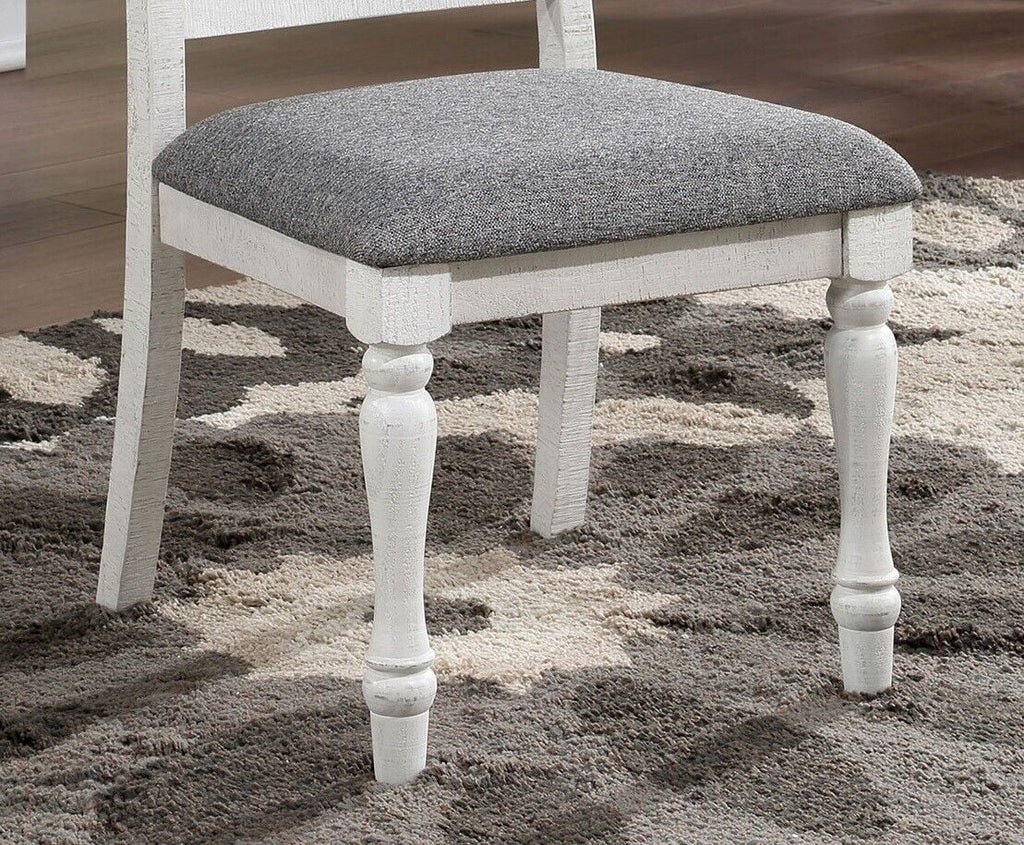 Antique White and Gray 7pc Solid Wood Dining Table Set U4964