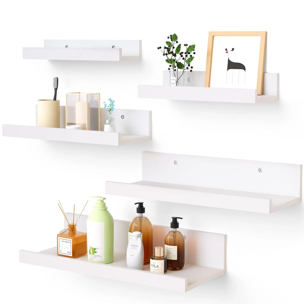 Black Wood Floating Shelves Set of 5 D350827