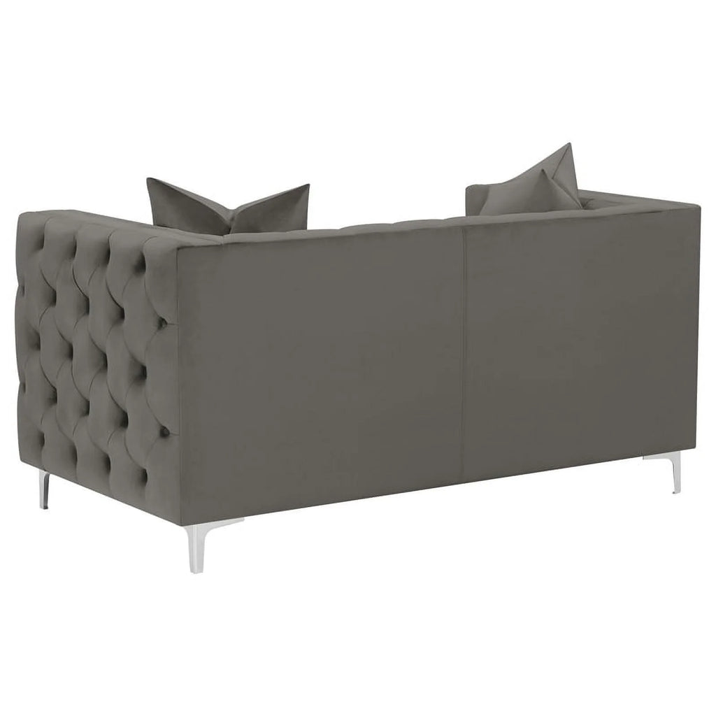 3-piece Velvet Tufted Tuxedo Arms Living Room Set P9635