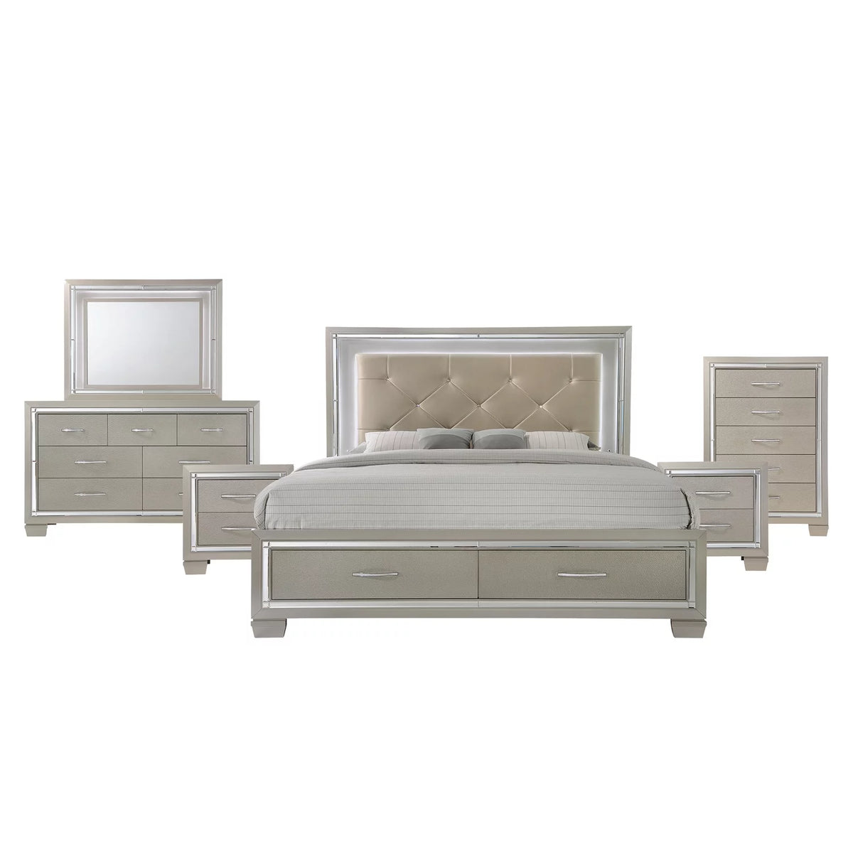 Queen Platform Storage 6PC Bedroom Set L49501