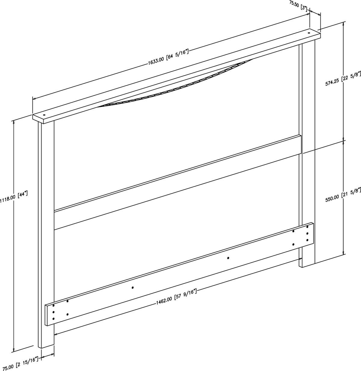 Black Full/Queen Headboard O234