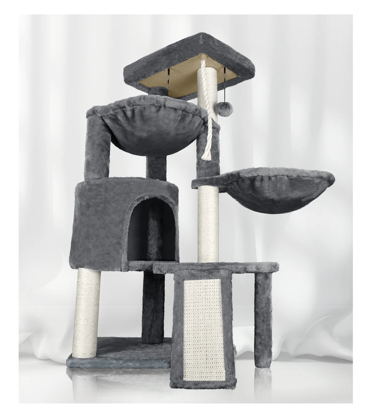 Grey Cat Tree with Scratching Posts and Hammocks E3617