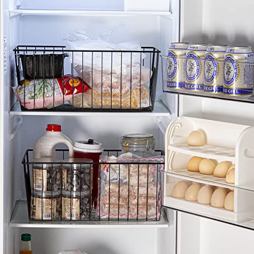 16 inch Upright Freezer Organizer Baskets, Black, Pack 3 T57128