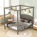 Wood Queen Size Canopy Bed with Headboard T50108