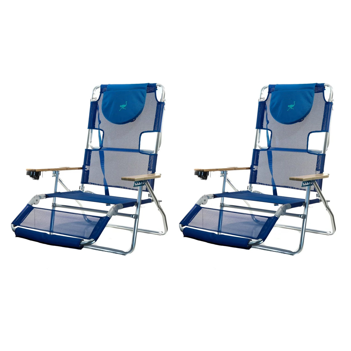 Lightweight Aluminum 5 Position Reclining Beach Chair 2 Pack G229