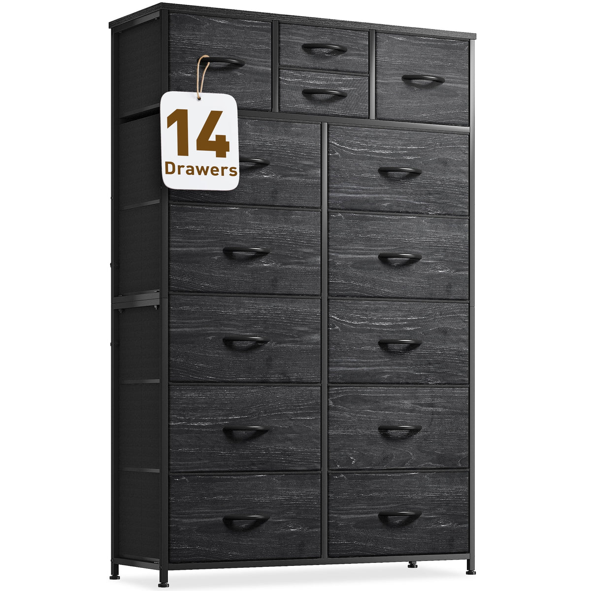 Charcoal Black 14 Drawer Tall Dresser H59787