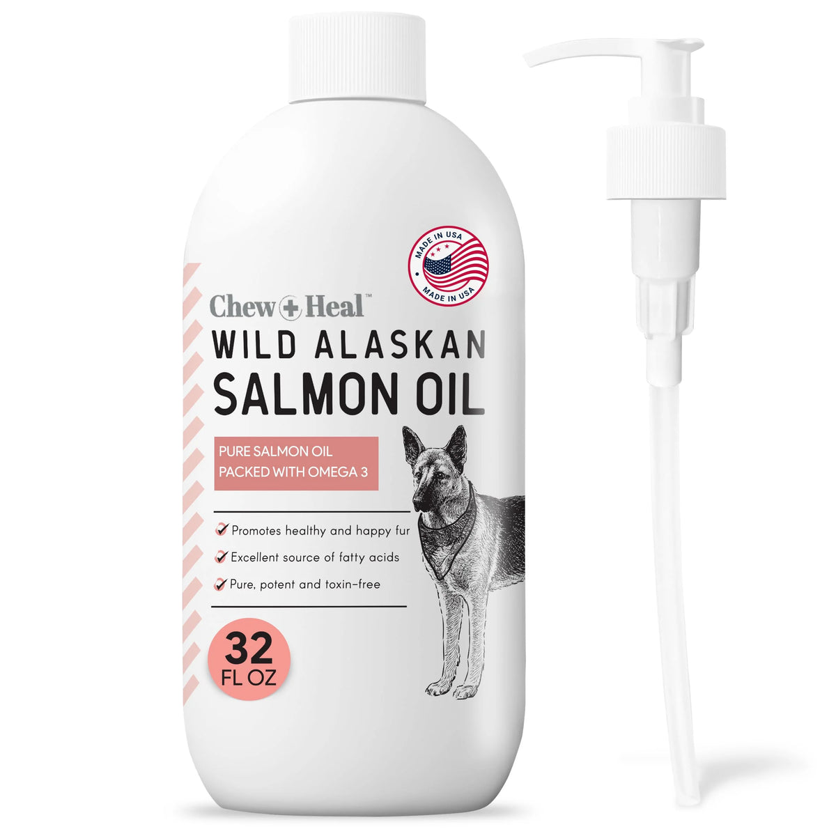 Wild Alaskan Salmon Oil for Dogs 32 oz Pump Cap Bottle Omega-3 S155193