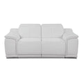 White Italian Leather Power Reclining Loveseat L4892