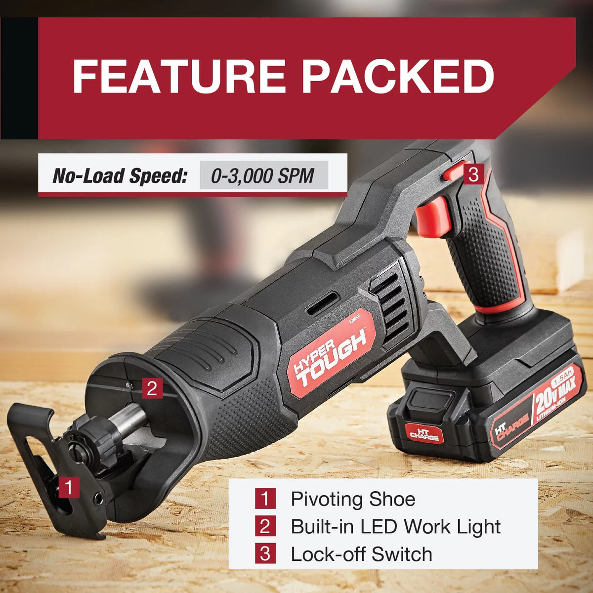 20V Max Cordless Reciprocating Saw with Battery and Charger L82309