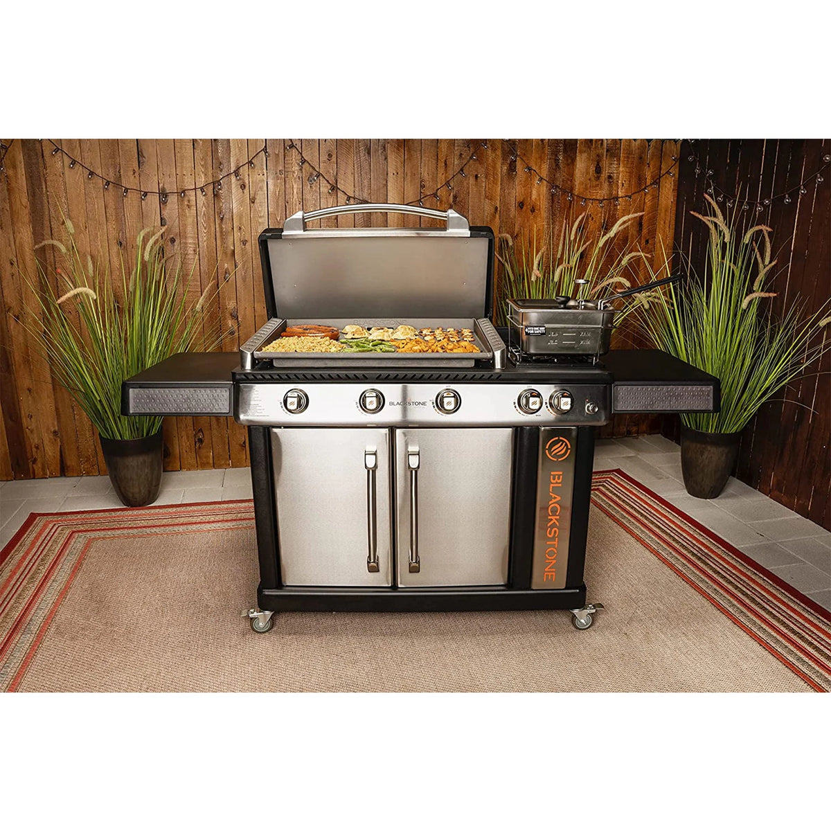 28 Inch 3 Burner Propane Griddle Cooking Station with Cabinets M42940