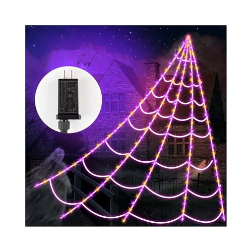 250 LEDs Outdoor Halloween Decor Lights with 4Ft Light-up Spider U715389