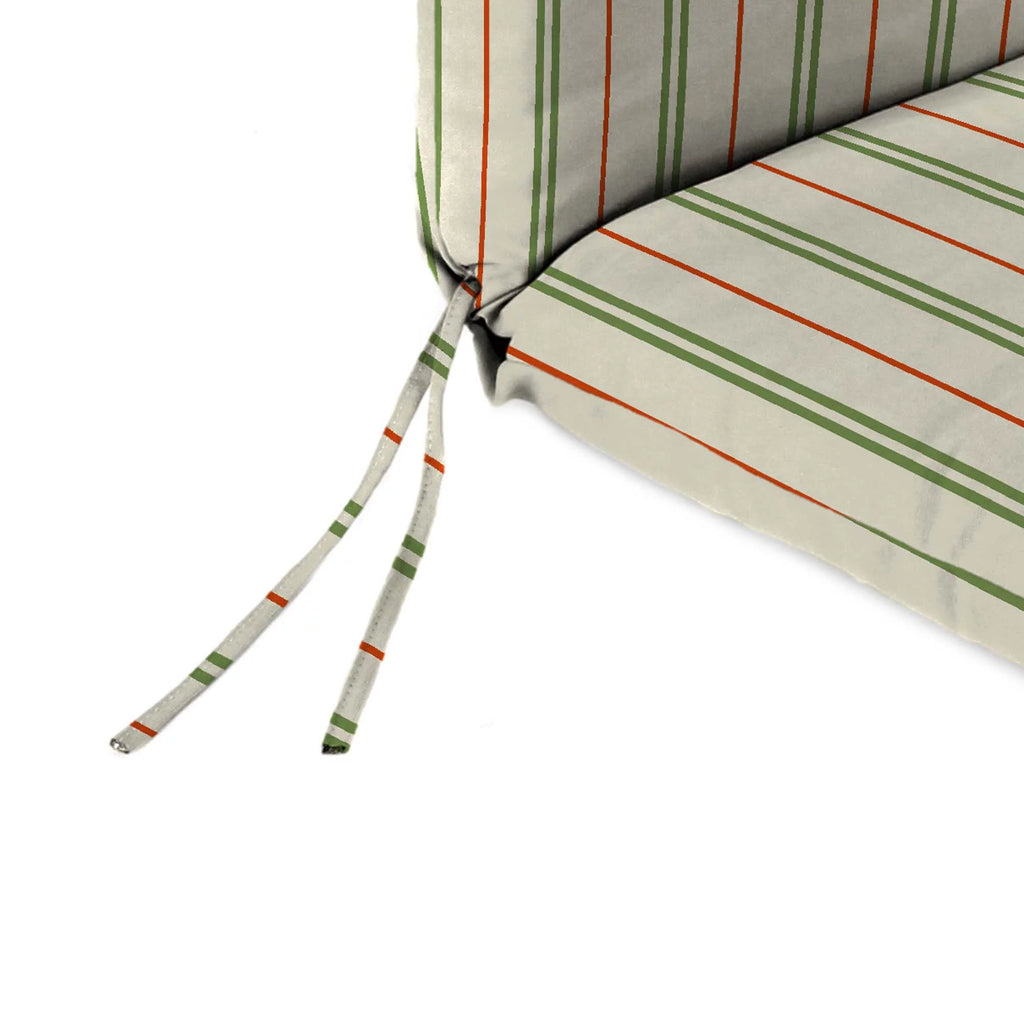 Grey Stripe Rectangular Outdoor Chaise Lounge Cushion with Ties G509657