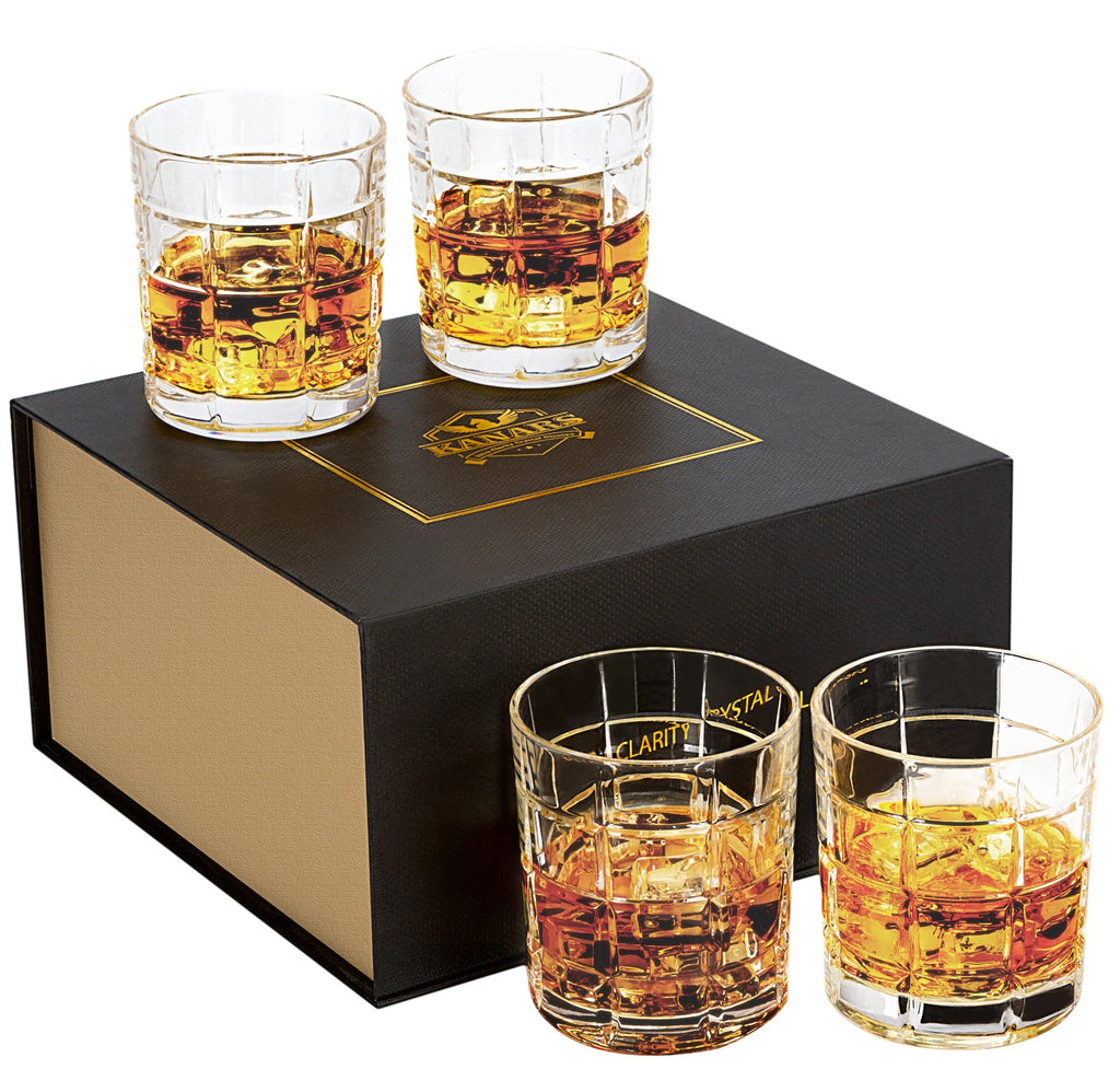 Clear Old Fashioned Whiskey Glasses Set of 4 M431