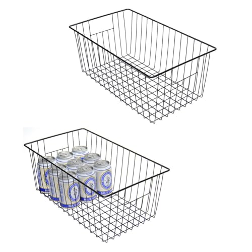 16 inch Upright Freezer Organizer Baskets, Black, Pack 3 T57128