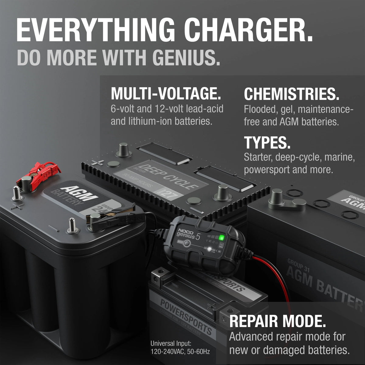 6V/12V 5A Smart Battery Charger and Maintainer F7719