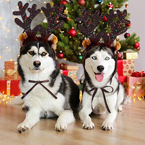 2 Pack Light Up Christmas Reindeer Headbands E873