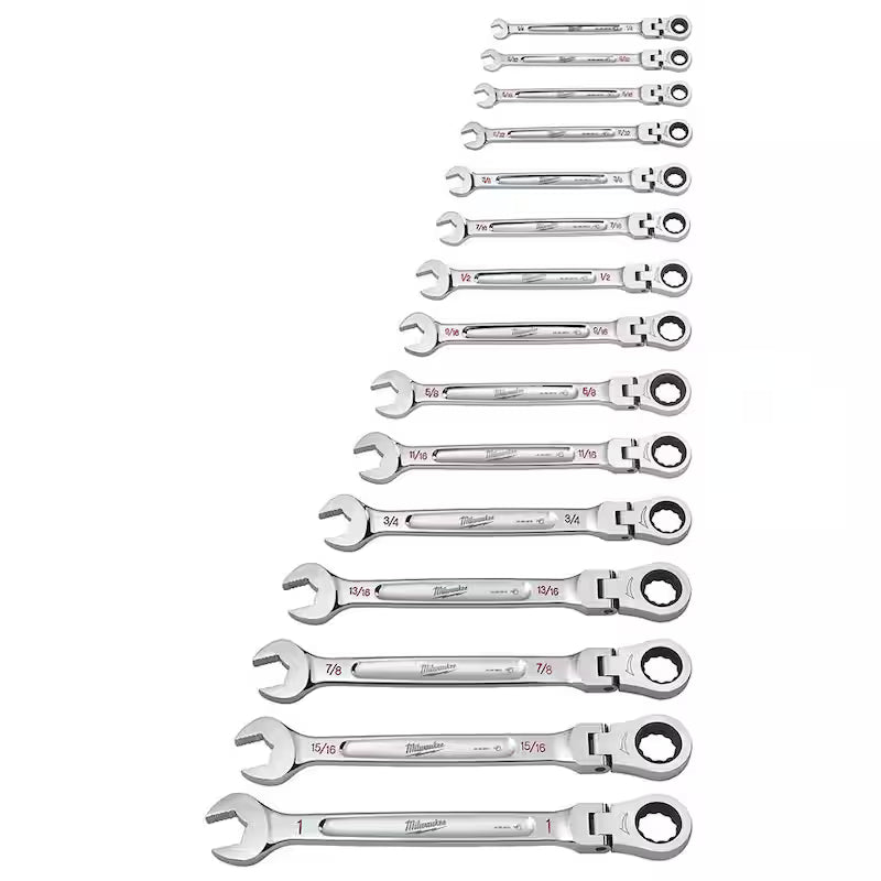 25-Piece Flex-Head Ratcheting Combination Wrench Set SAE with Screwdriver Set K694