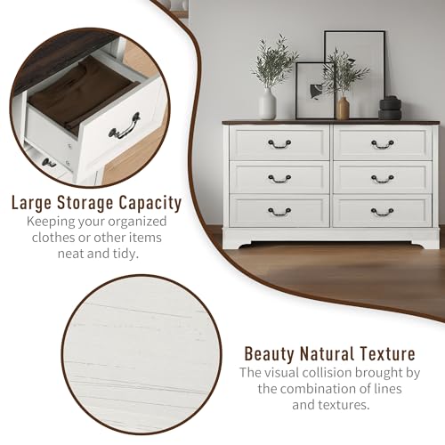 Farmhouse 6 Drawer Wood Dresser D83805