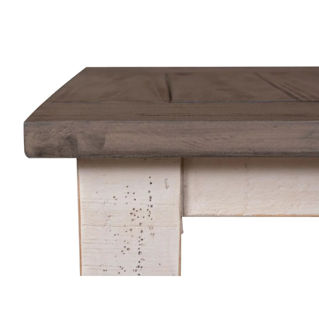 Cottage White and Brown Rectangular Wood End Table G69661