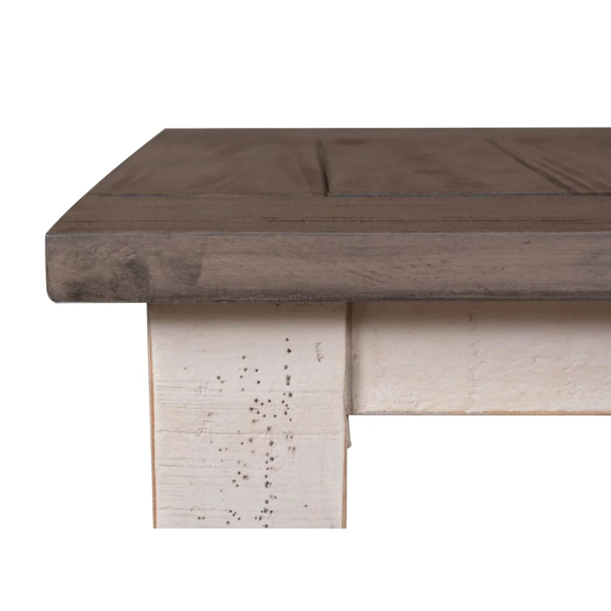 Cottage White and Brown Rectangular Wood End Table G69661