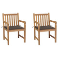 2 pcs Taupe Cushions Solid Teak Wood Patio Chairs A223805