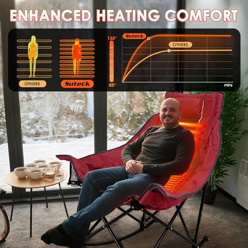 XL Oversized Heated Rocking Camping Chair with 3 Heat Levels G27988
