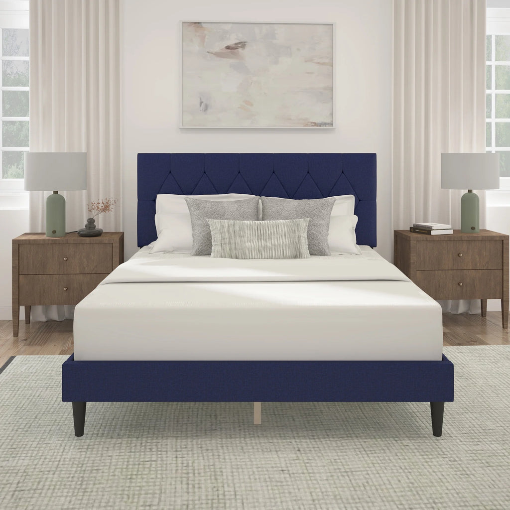 Gray Diamond Tufted Upholstered Queen Platform Bed F785