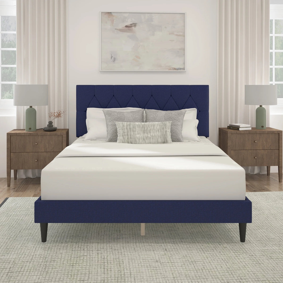 Gray Diamond Tufted Upholstered Queen Platform Bed F785