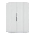 Modern Corner Wardrobe Closet with 2 Hanging Rods in White D4601