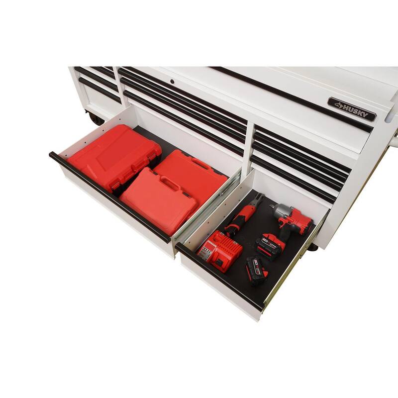 72 in. Heavy Duty Matte White Mobile Workbench Cabinet with Wood Top E5438