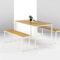 White Metal 3 Piece Dining Table with Benches Z42752