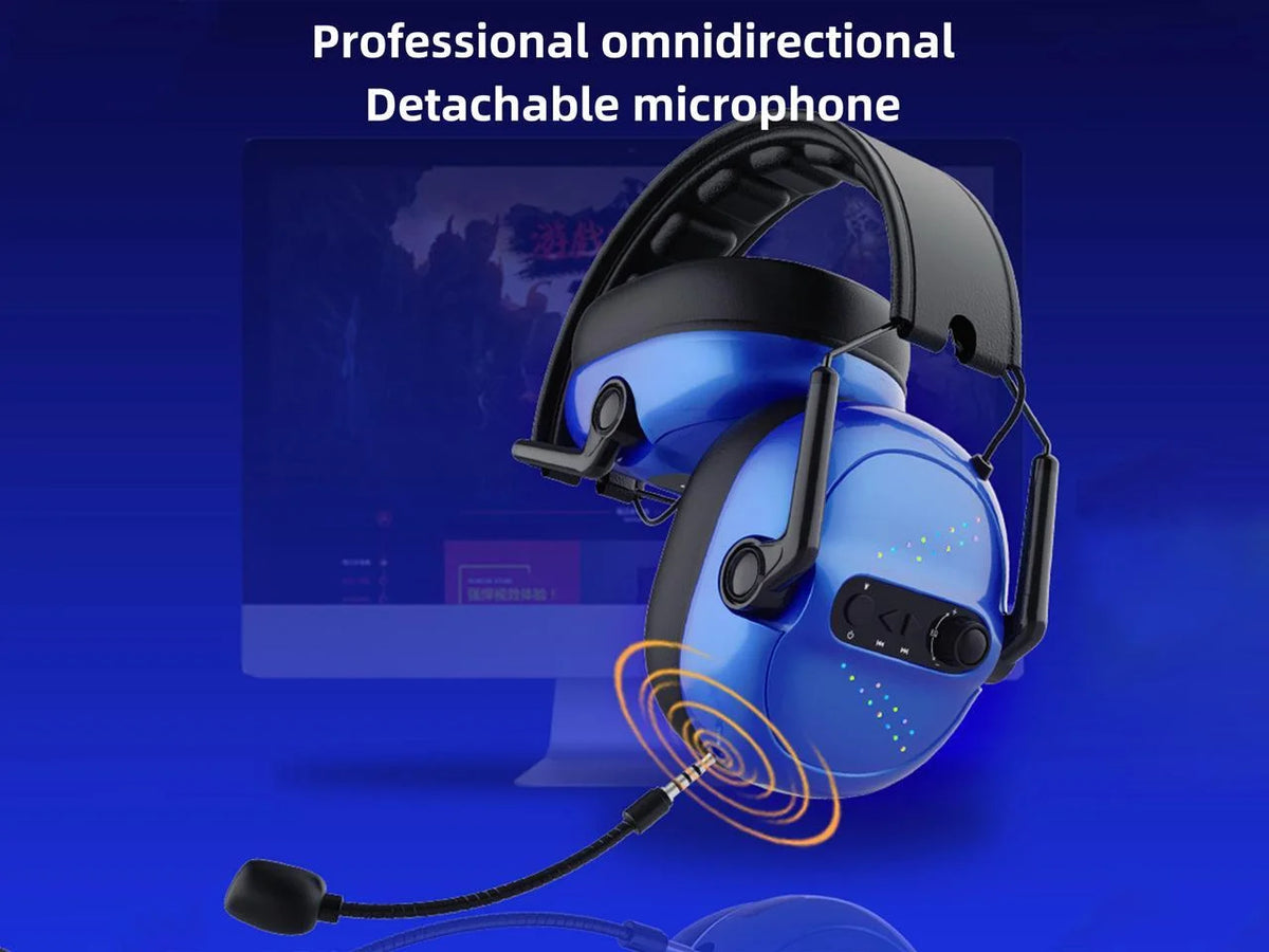 Wireless Bluetooth Headset Stereo 2.4G Game Headphones RGB Blue Y61112