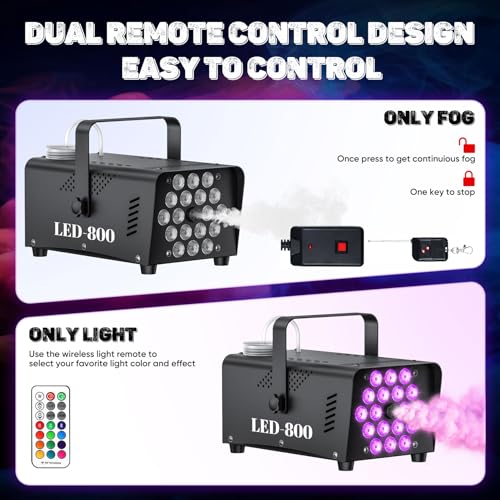 800W Fog Machine with 13-Color LED Effects N220120