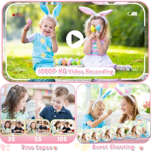 Kids Digital Camera with Rotating Zoom Lens, 3.5” Screen, 1080P, 32GB Card P820