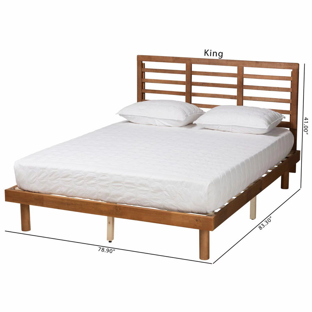 Ash Walnut Finished Wood King Size Platform Bed Z5361