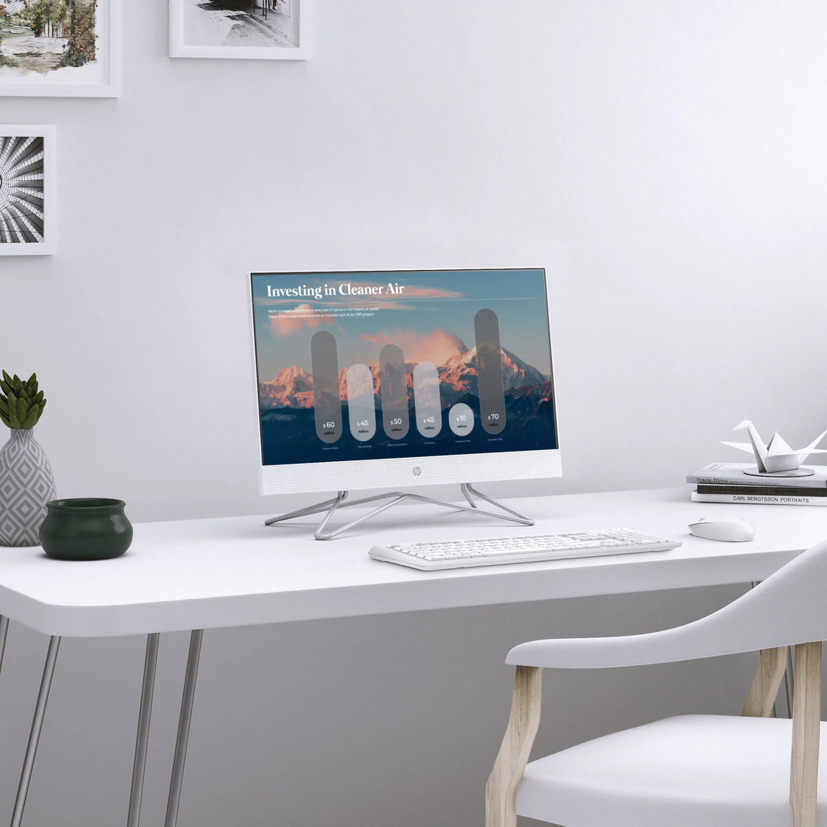 21.5 All-in-One PC, Intel Pentium, 8GB Memory, 128GB SSD, Windows 11 Home, White F856