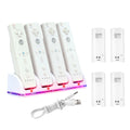 White Wii U Quad Remote Controller Charger Dock Station with 4x Rechargeable Battery Pack X57834
