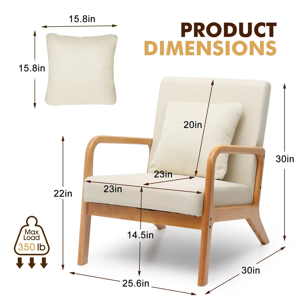 Mid Century Modern Linen Upholstered Accent Chair H365